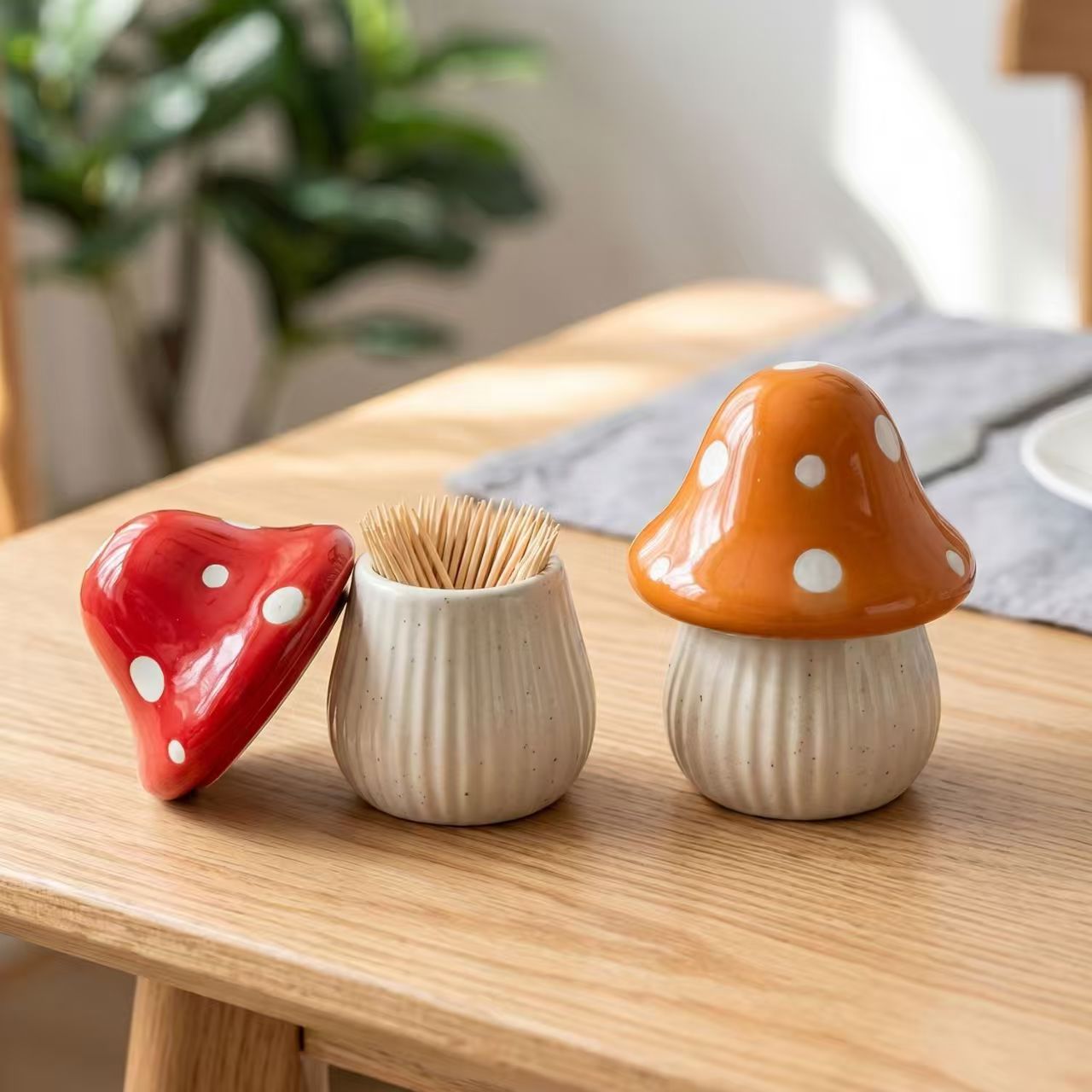 Home Goods Bathroom Storage - Stoples Keramik Bentuk Jamur Kartun, Tempat