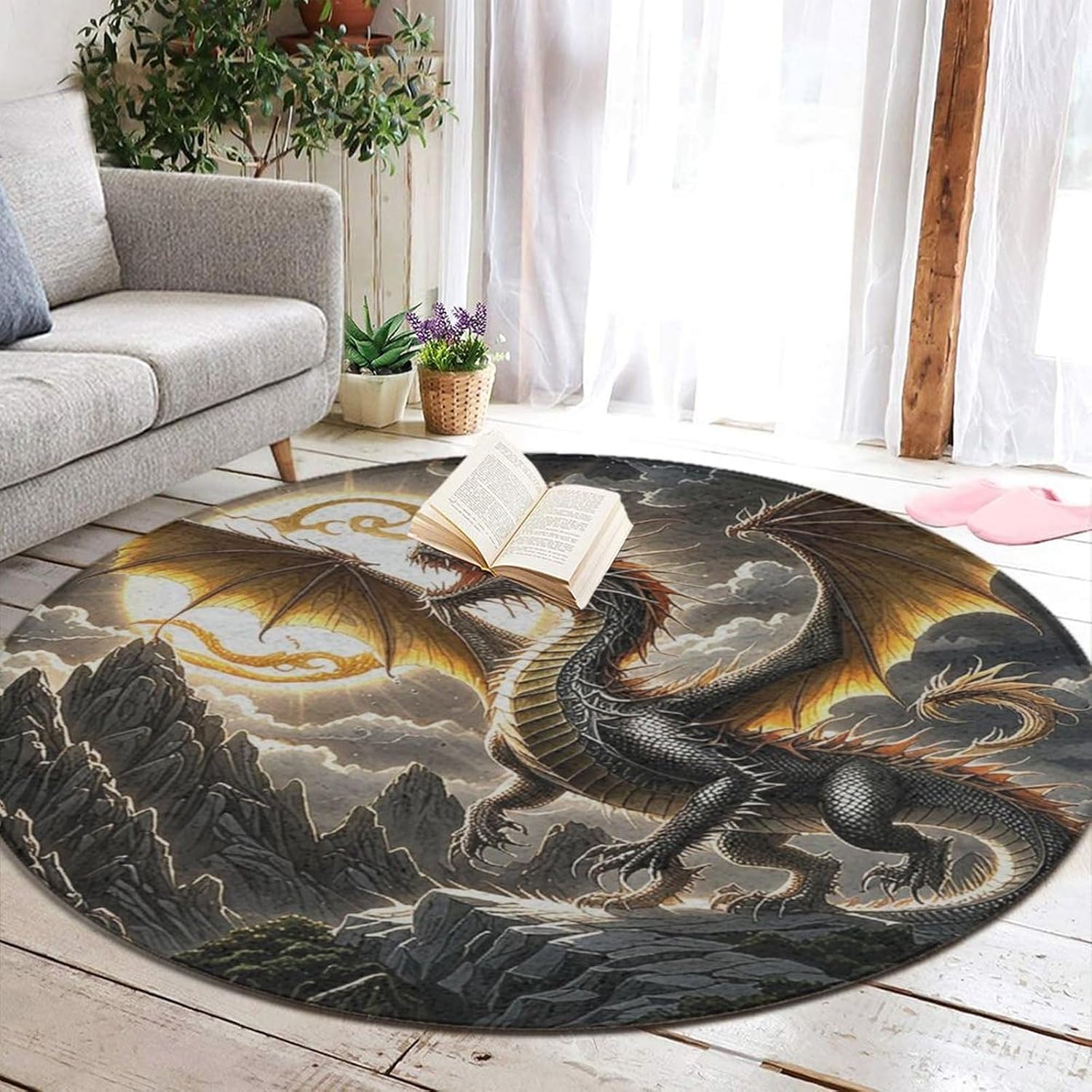 Home Bathroom Scene - Karpet Bulat Naga Megah Pemandangan Pegunungan