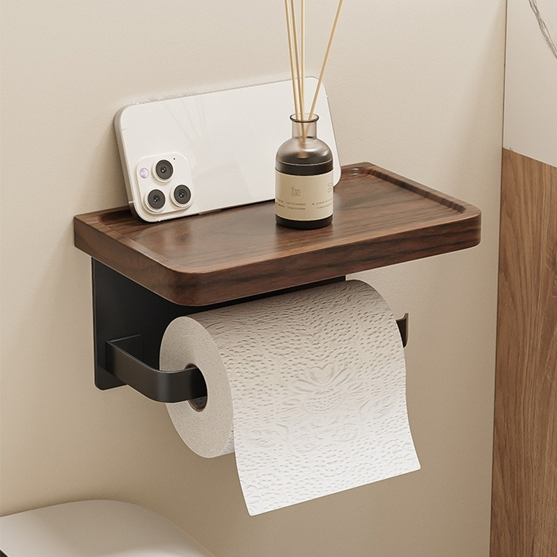 Toilet Paper Holder - Tempat Tisu Toilet Kayu Walnut Tanpa