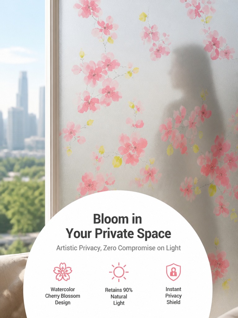 Home Office Bathroom - Film Jendela Privasi Buram, Transparan, Anti