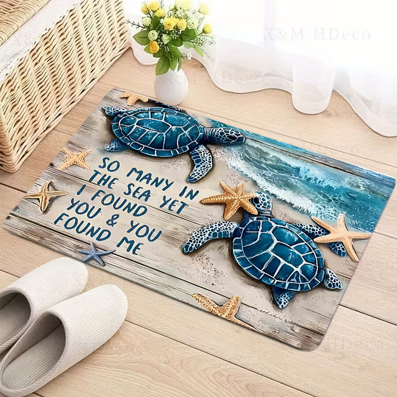 Home Bathroom Scene - Keset Anti-Selip Motif Laut yang Menawan