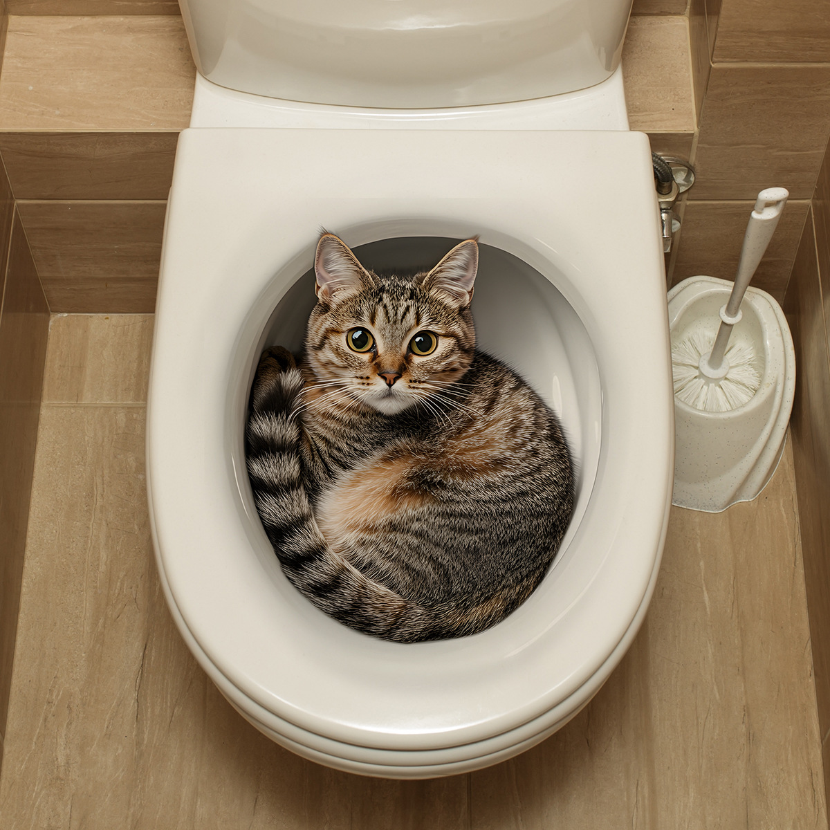 Home Bathroom Gadgets - Stiker Toilet Kucing Lucu 3D Stiker