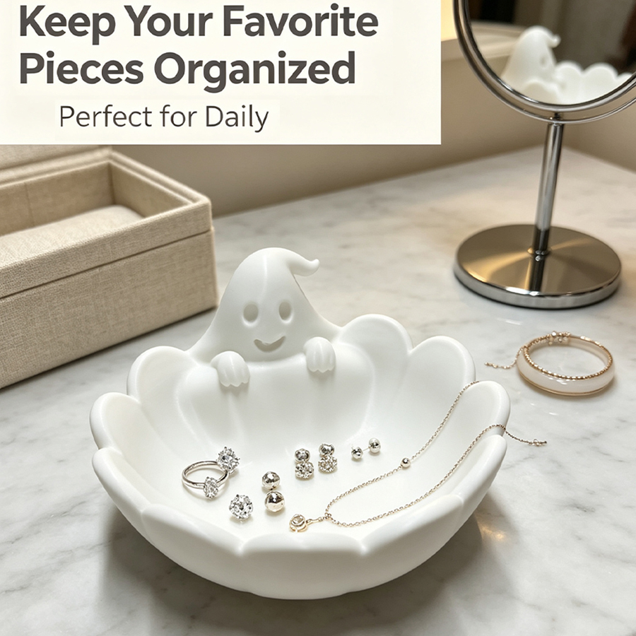 Home Essentials Bathroom Organizer - Nampan Perhiasan 3D Bentuk Hantu Lucu