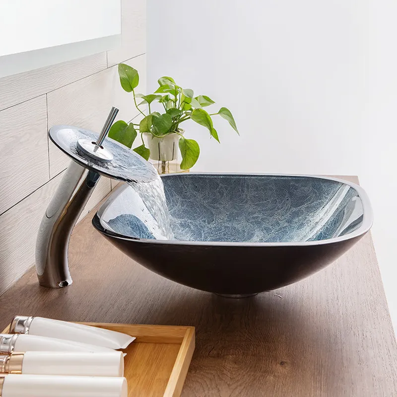 Wastafel Kaca Tempered Modern, - Home Bathroom Ware ulasan dan harga