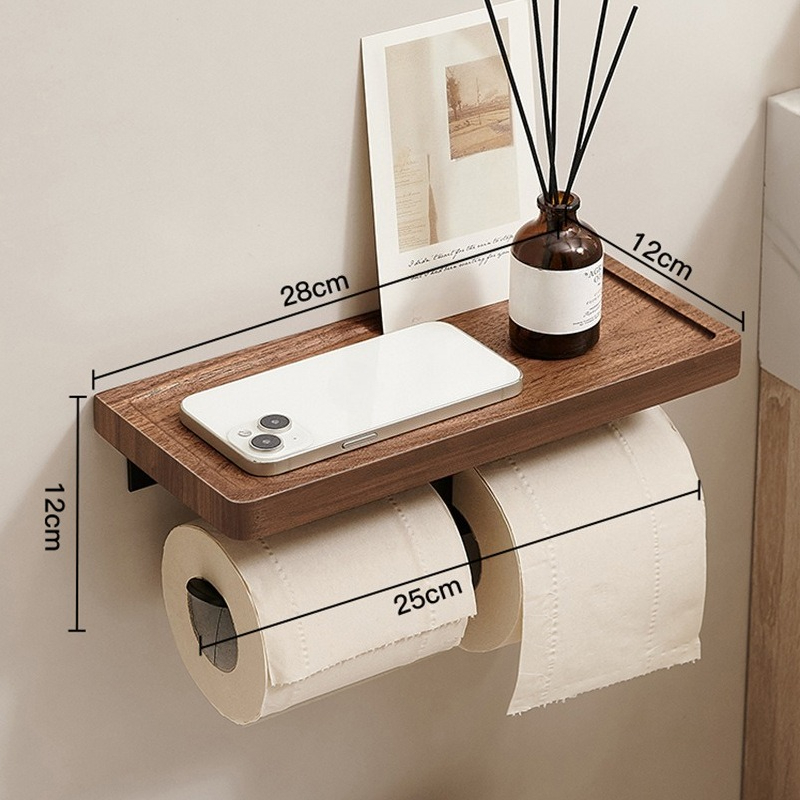 Tempat Tisu Toilet Kayu Walnut - Toilet Paper Holder ulasan dan harga