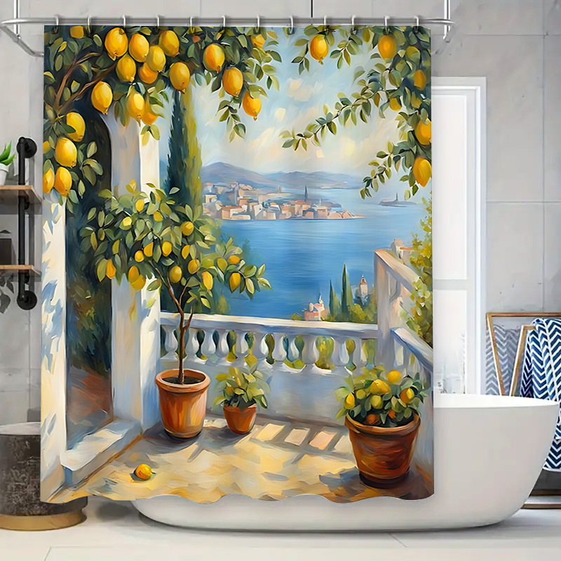 Tirai Kamar Mandi Motif Lemon  - Home Decor Bathroom Ideas ulasan dan harga