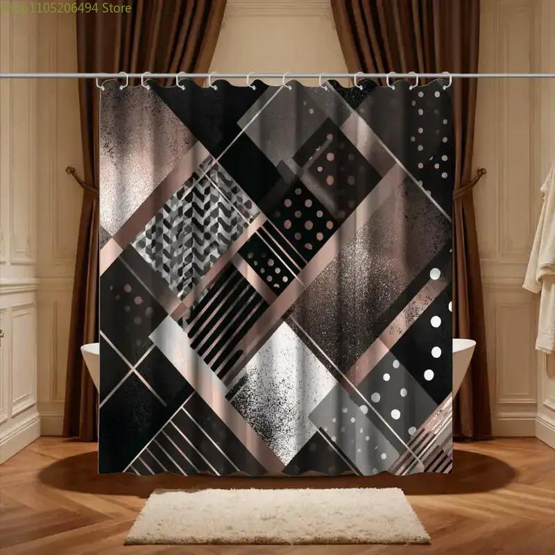 Tirai Mandi Abstrak Geometris  - Home Decor Bathroom Ideas ulasan dan harga