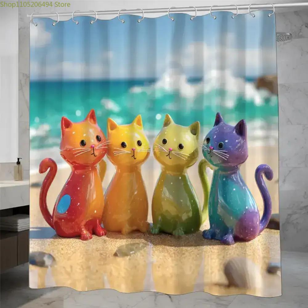 Tirai Mandi Kucing Pelangi War - Home Decor Bathroom Ideas ulasan dan harga