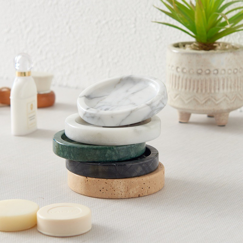 Nampan Bulat Kecil dari Marmer - Home Essentials Bathroom Organizer ulasan dan harga