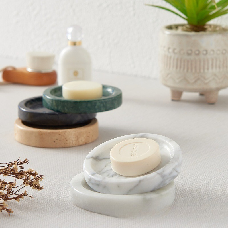 Nampan Bulat Kecil dari Marmer - Home Essentials Bathroom Organizer ulasan dan harga